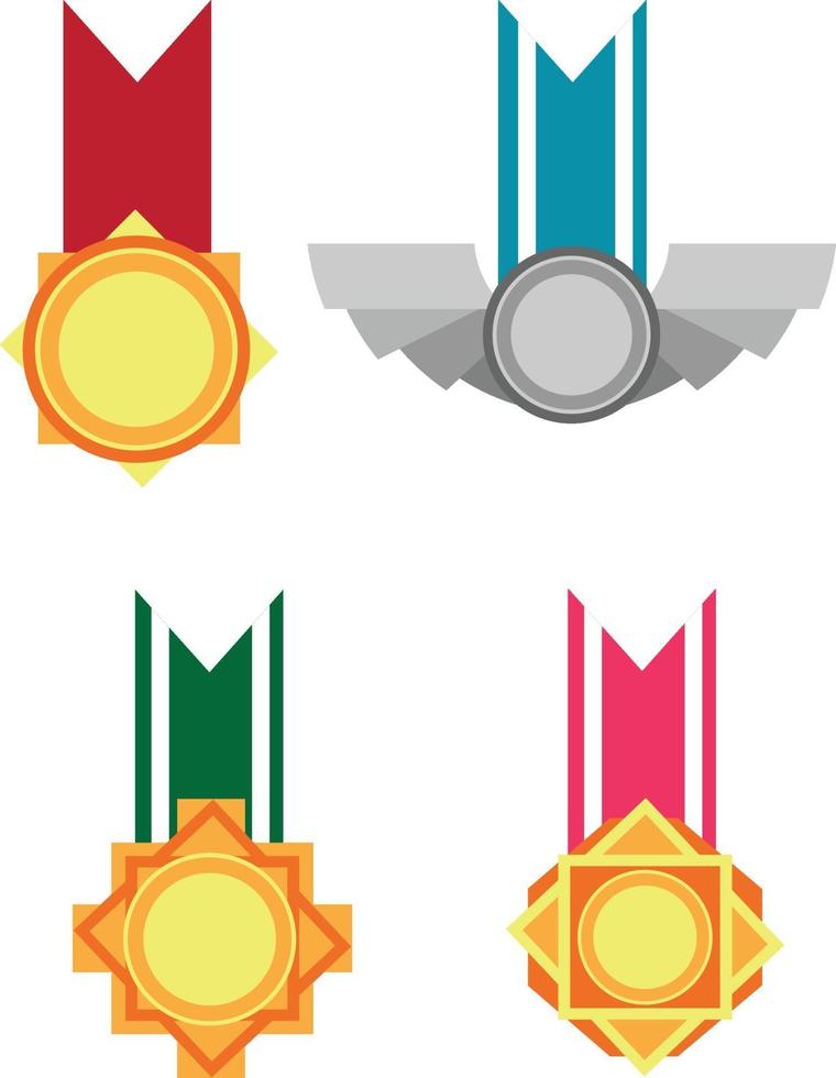 Desenho vetorial de desenho animado de medalhas de fita militar premiada por conquista vetor