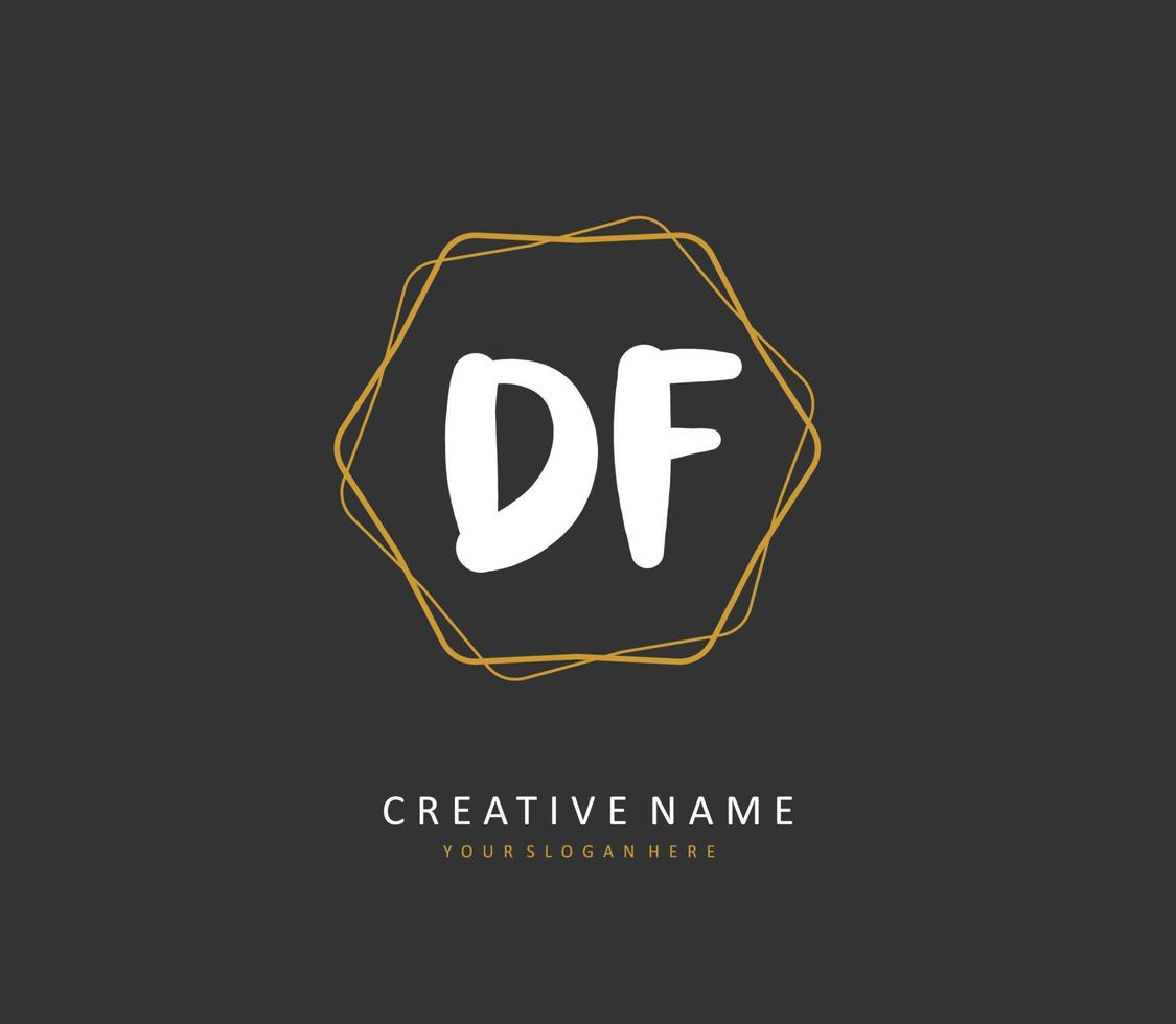 df inicial carta caligrafia e assinatura logotipo. uma conceito caligrafia inicial logotipo com modelo elemento. vetor