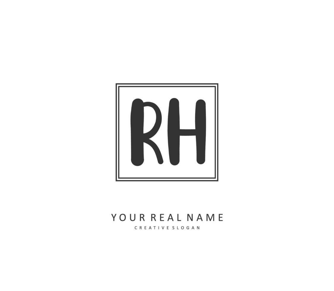 r h rh inicial carta caligrafia e assinatura logotipo. uma conceito caligrafia inicial logotipo com modelo elemento. vetor
