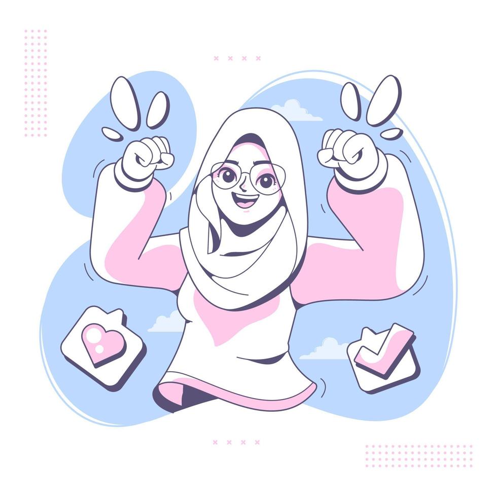 Forte islâmico hijab menina personagem vetor