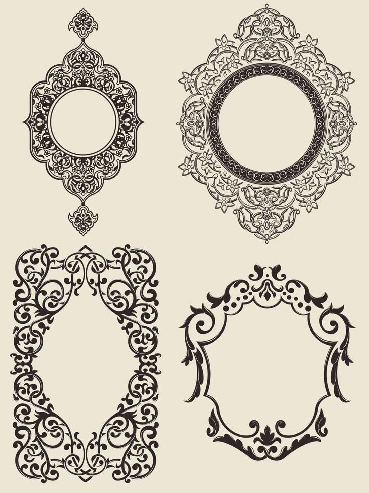 quadro preto branco silhueta ornamento divisor de borda desenho vetorial vetor
