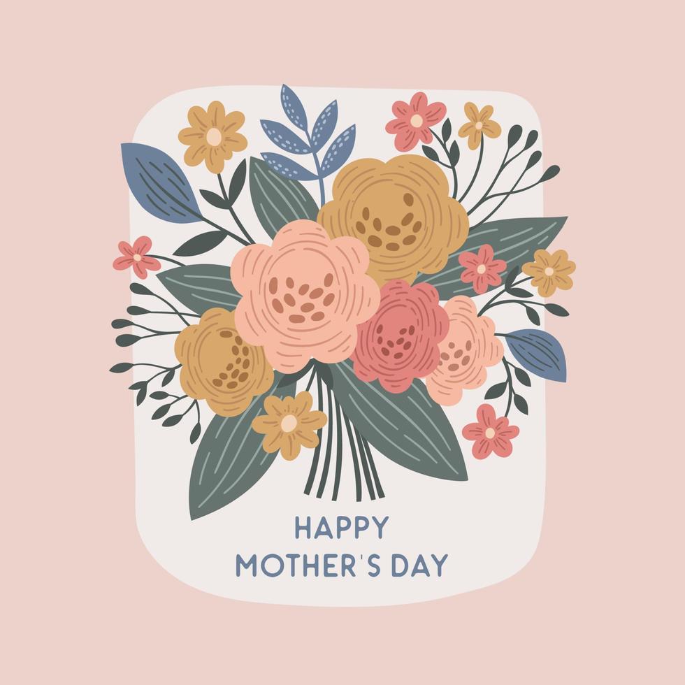 mães dia cumprimento cartão flor ramalhete vetor