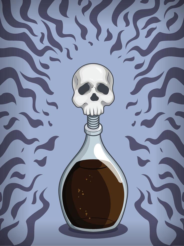 Elixir de veneno, poção de bruxa mortal, desenho de frasco de mistura vetor