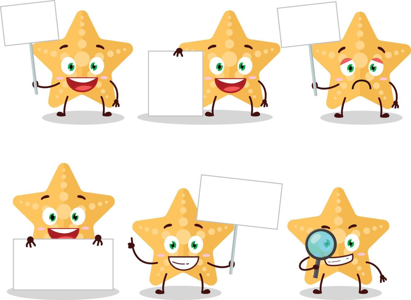 amarelo estrelas do mar desenho animado personagem trazer em formação borda vetor