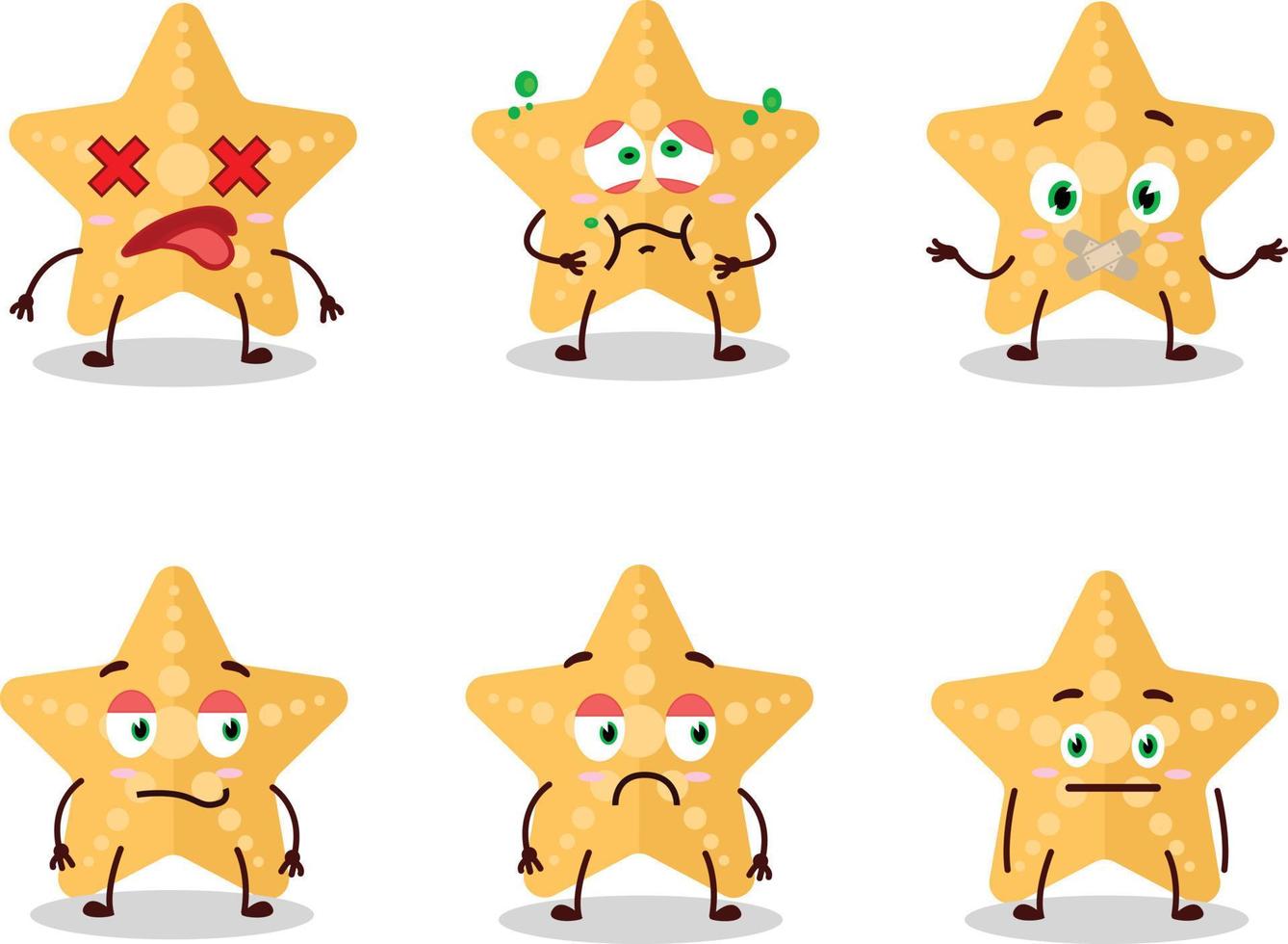 amarelo estrelas do mar desenho animado personagem com Não expressão vetor