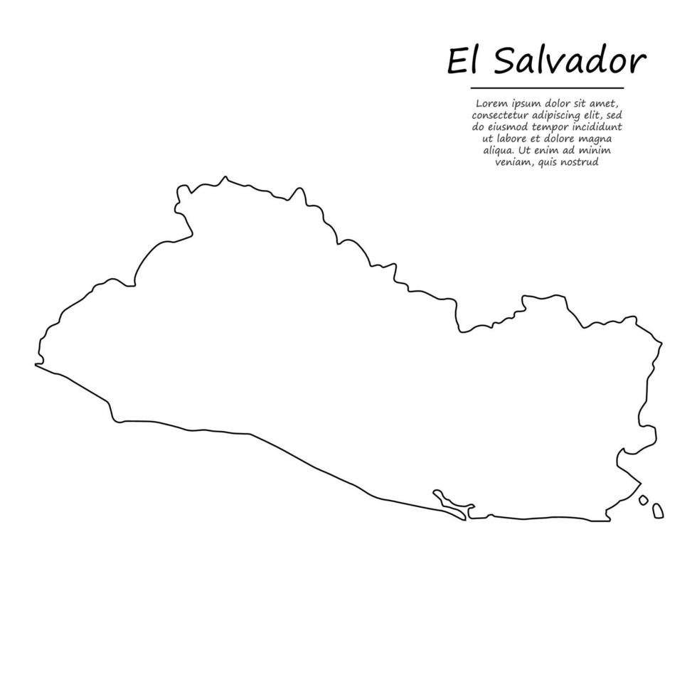 simples esboço mapa do el salvador, silhueta dentro esboço linha chiqueiro vetor