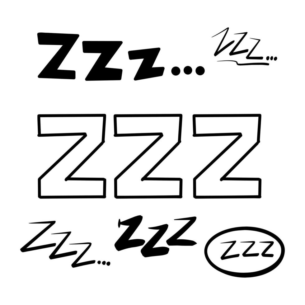 mão desenhado zzz símbolo para dormindo, rabisco ilustração vetor