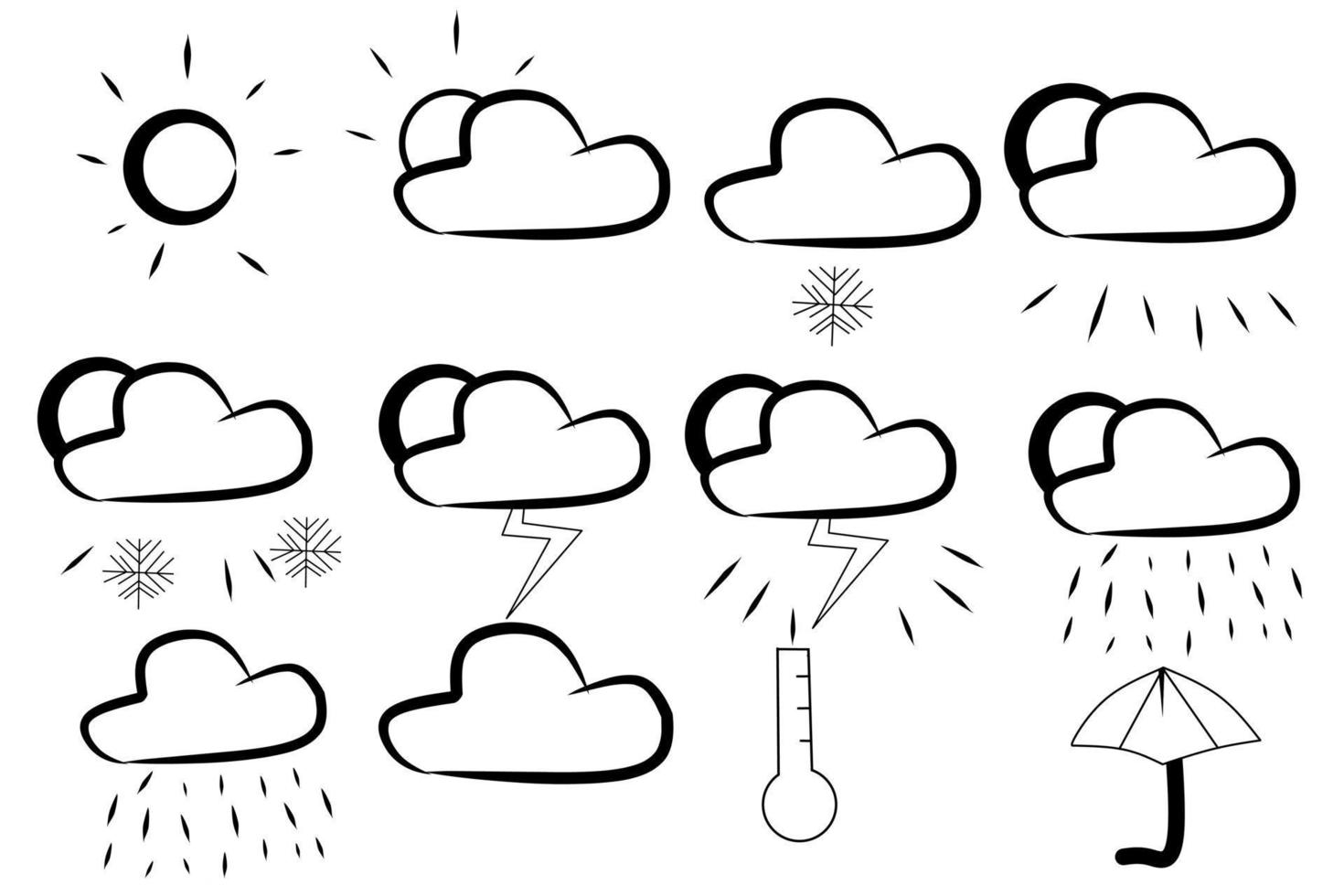 coleção do clima ícones com branco fundo elementos. vetor ilustração.