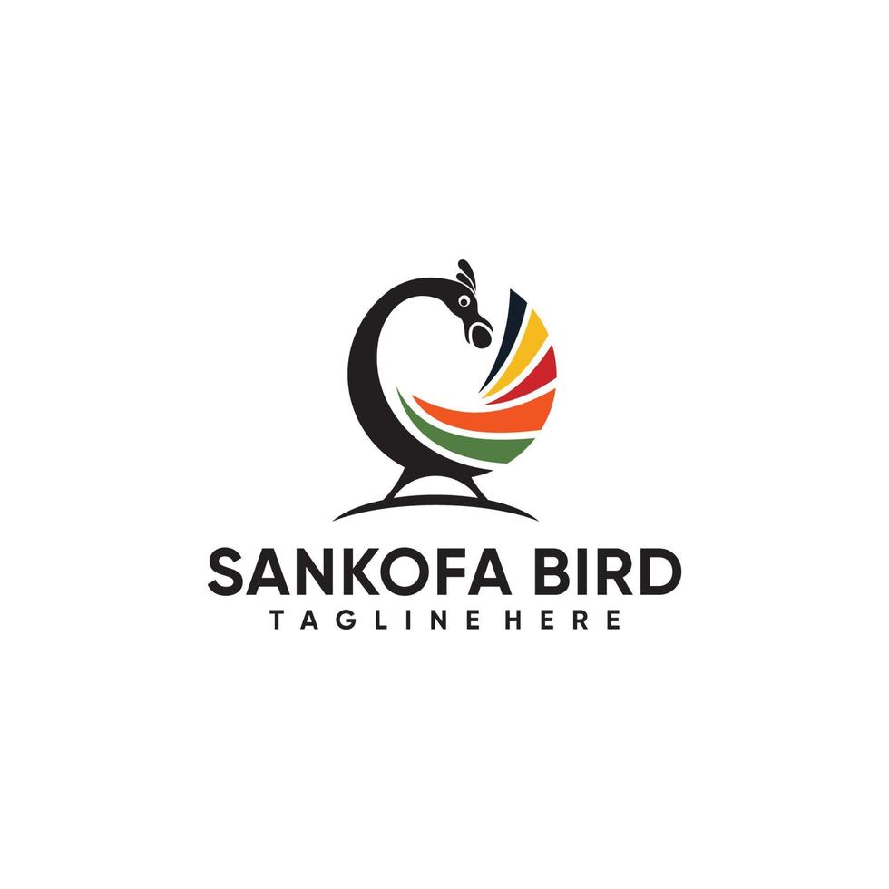 Sankofa pássaro logotipo vetor