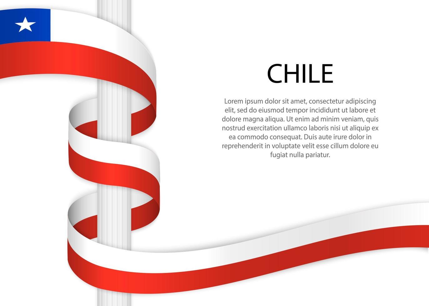 acenando fita em pólo com bandeira do Chile. modelo para independente vetor