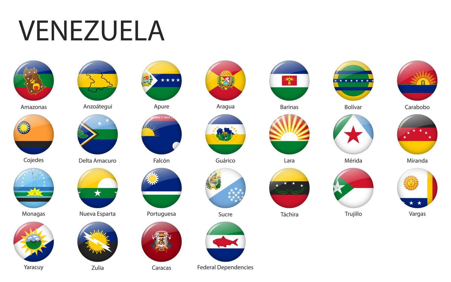 todos bandeiras do regiões do Venezuela modelo para seu Projeto vetor