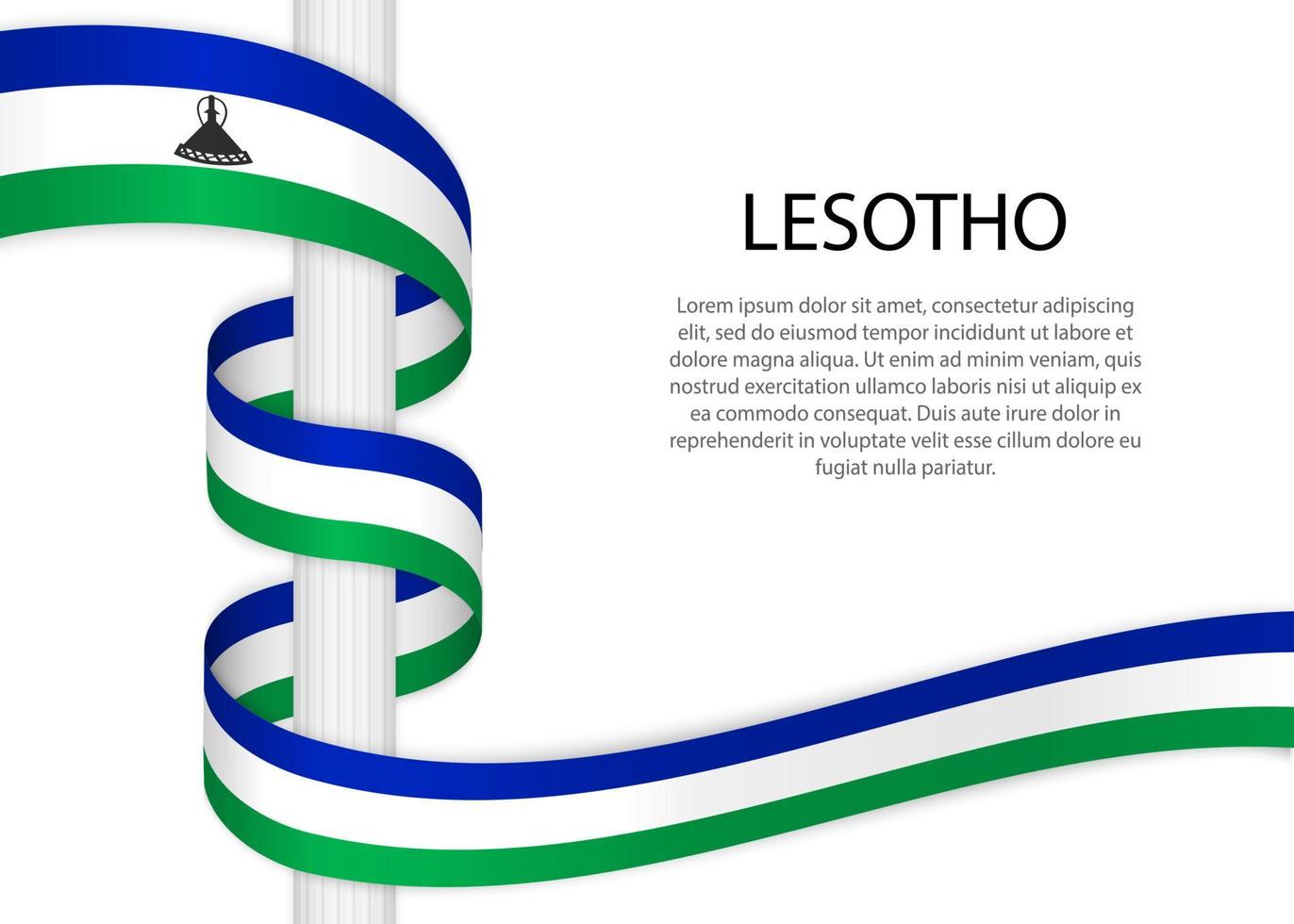 acenando fita em pólo com bandeira do Lesoto. modelo para independente vetor