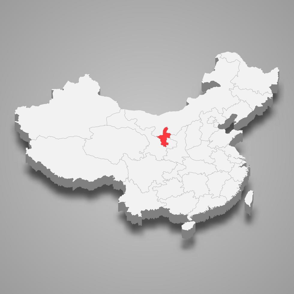 província localização dentro China 3d mapa modelo para seu Projeto vetor