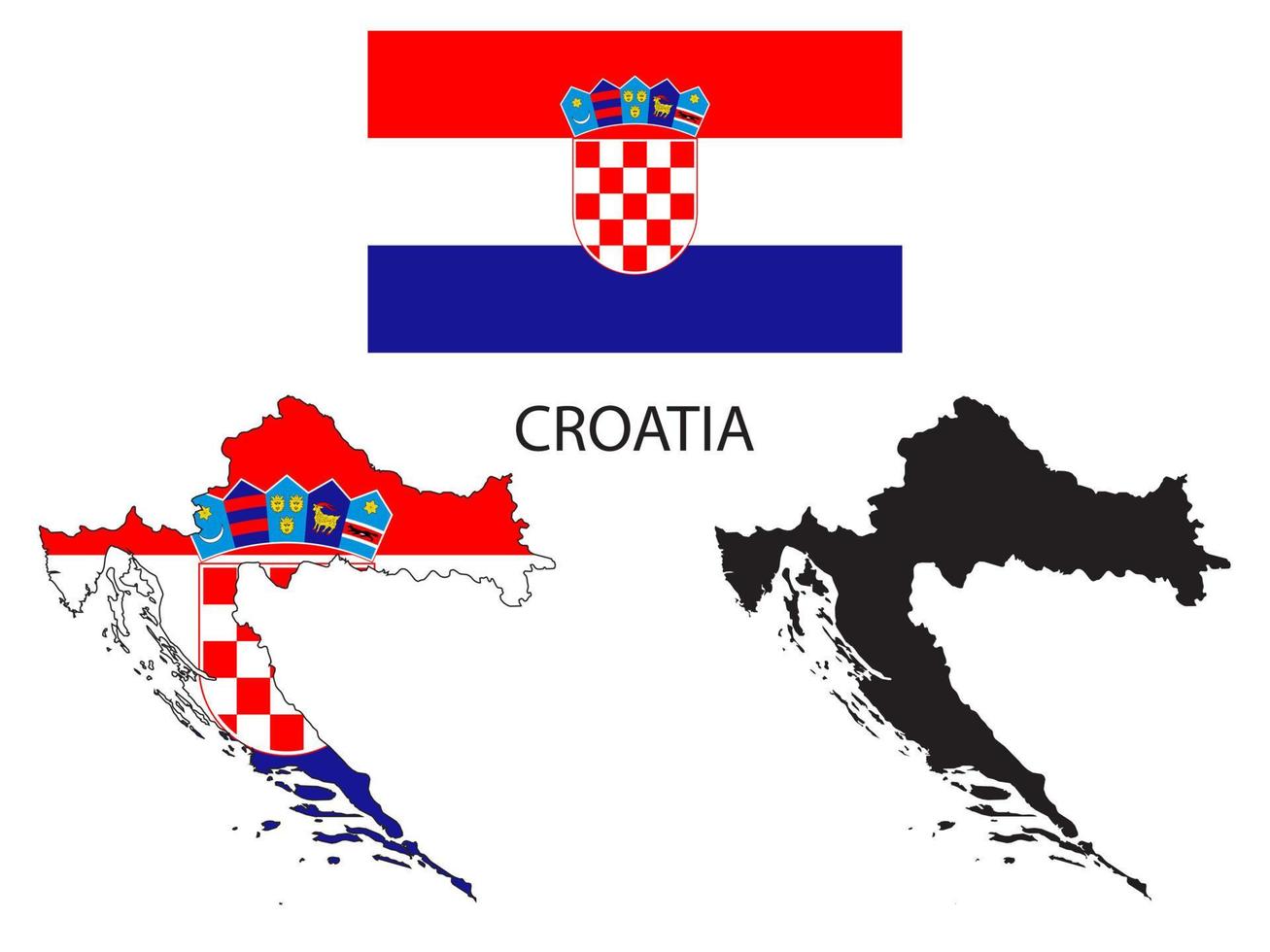 Croácia bandeira e mapa ilustração vetor
