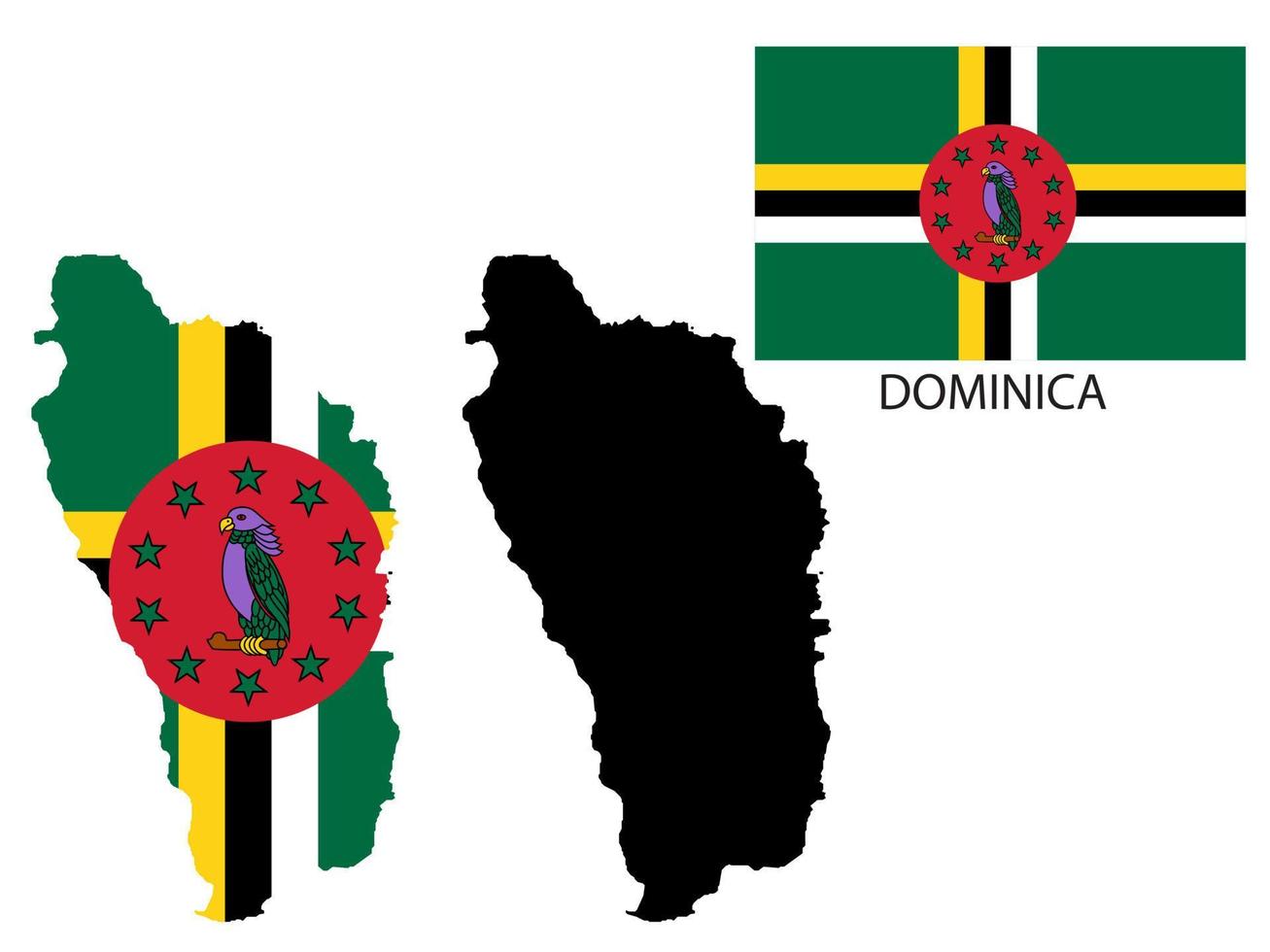 dominica bandeira e mapa ilustração vetor