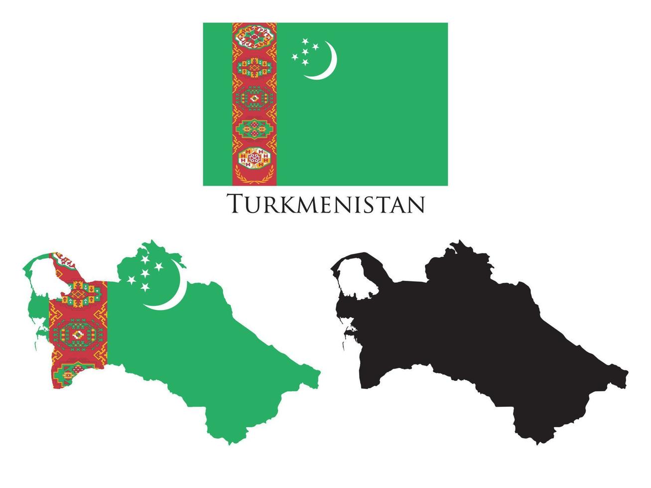 Turquemenistão bandeira e mapa ilustração vetor