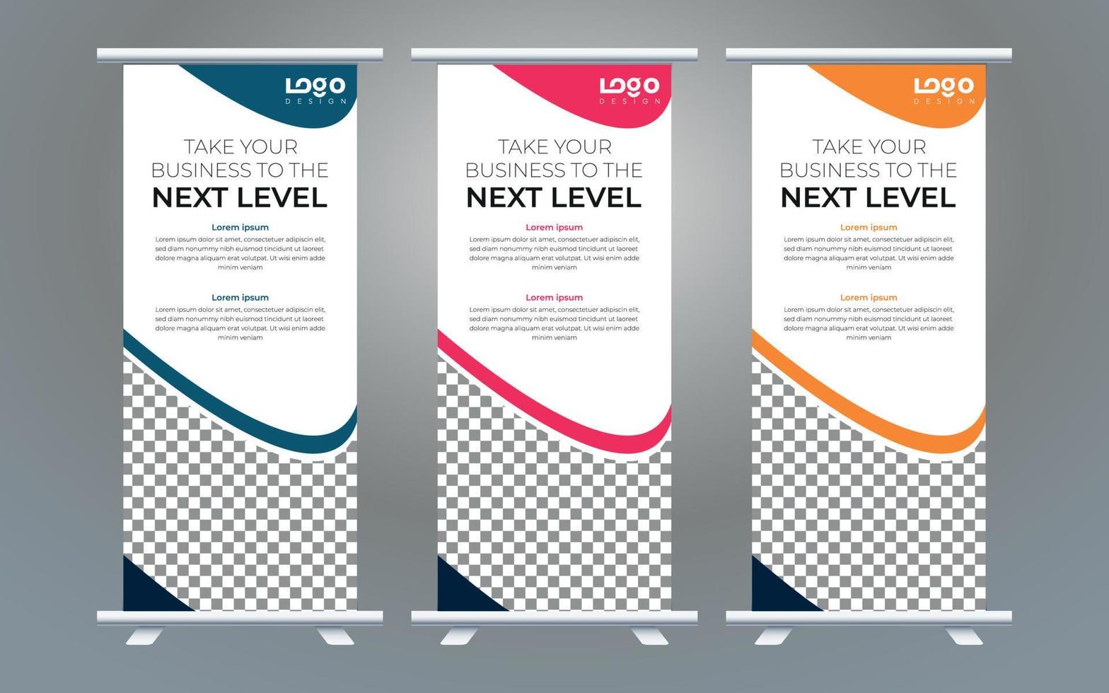 roll up banner design print template vetor