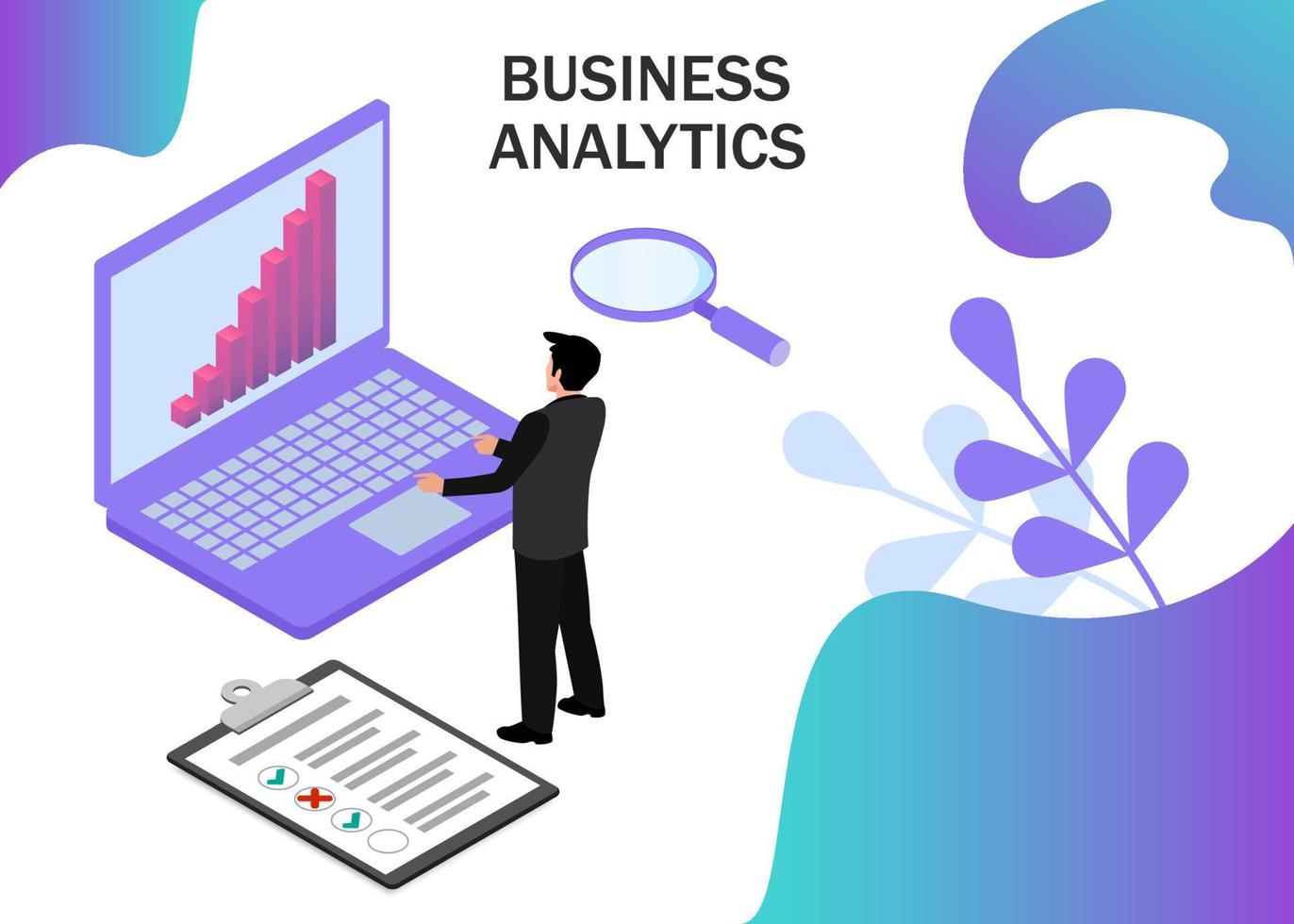 o negócio analytics conceito. o negócio finança e indústria. isométrico projeção. vetor ilustração. eps 10