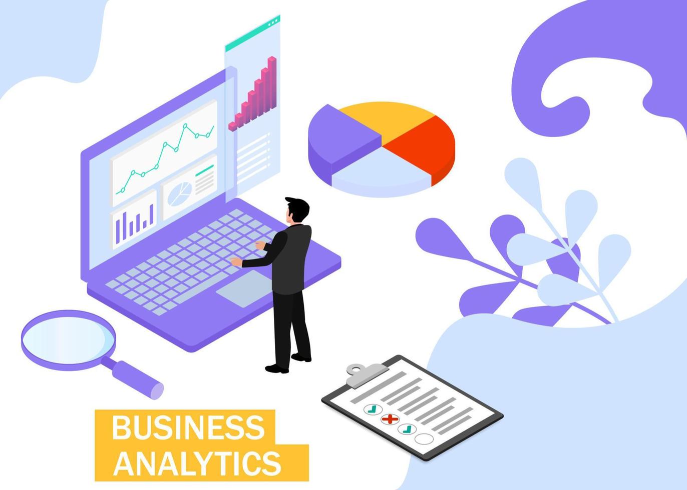 o negócio analytics conceito. o negócio finança e indústria. isométrico projeção. vetor ilustração. eps 10