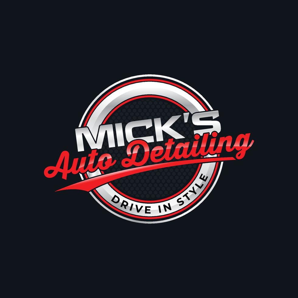 mick automóvel detalhamento circular crachá logotipo vetor