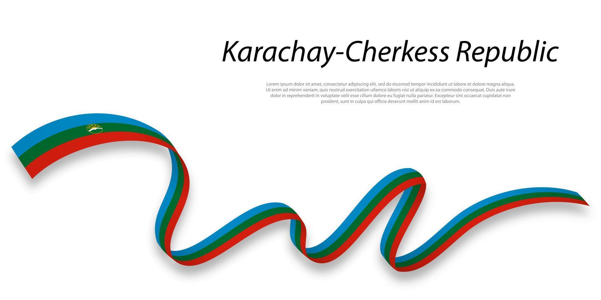 acenando fita ou listra com bandeira do karachay-cherkess república vetor