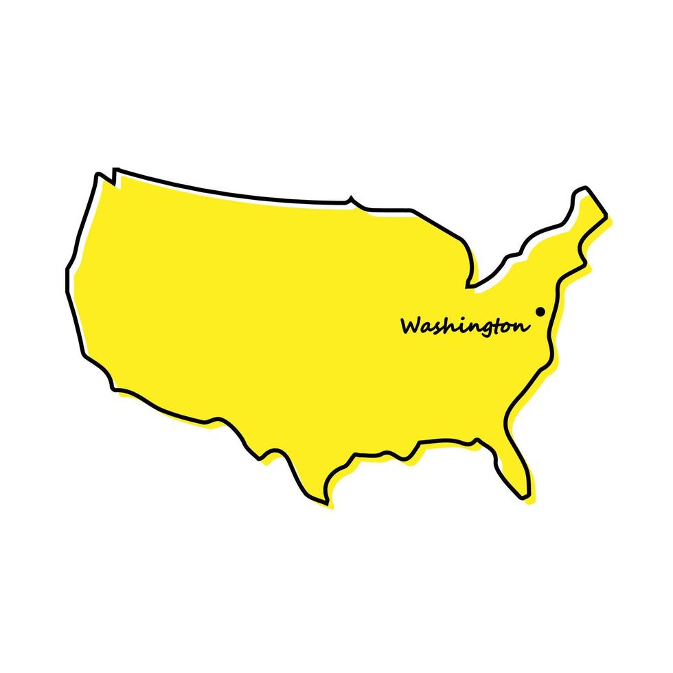 simples esboço mapa do Unidos estados com capital localização vetor