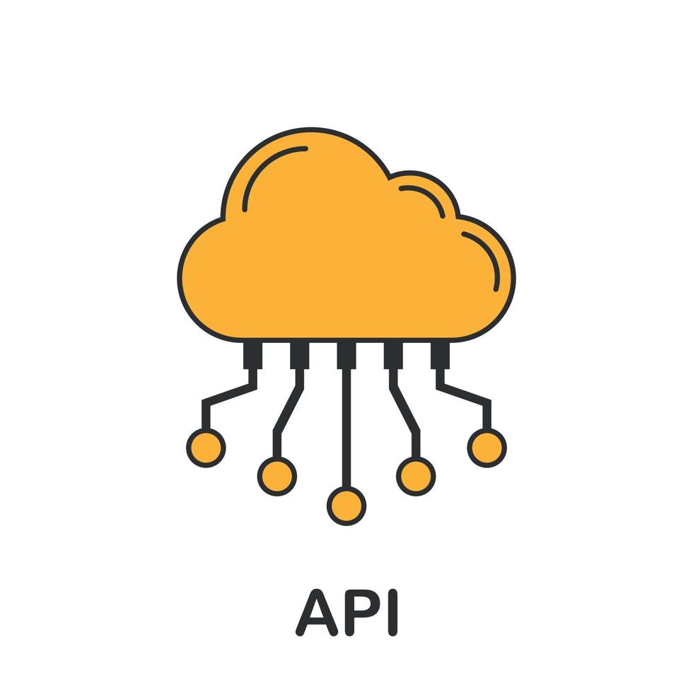 api ícone dentro plano estilo. Programas integração vetor ilustração em isolado fundo. algoritmo programação placa o negócio conceito.