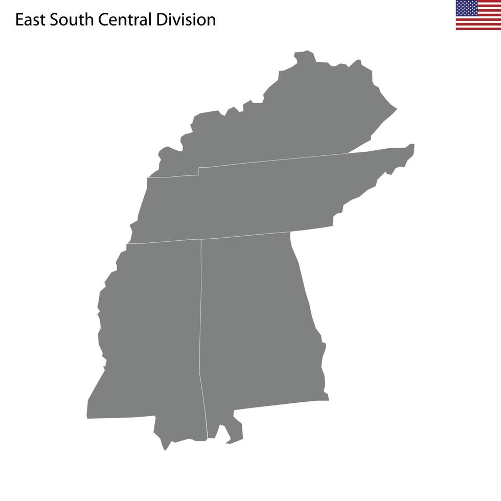 Alto qualidade mapa do leste sul central divisão do Unidos estados vetor