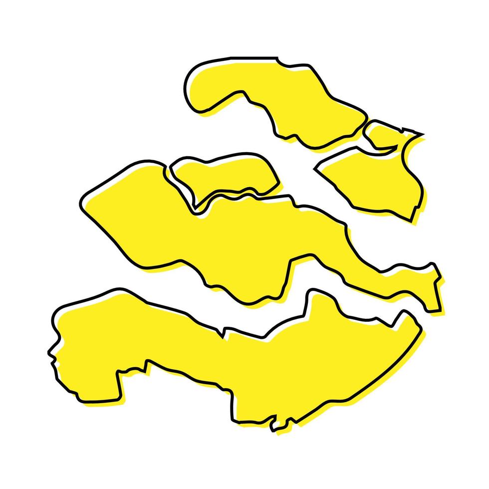 simples esboço mapa do zeeland é uma província do Países Baixos vetor