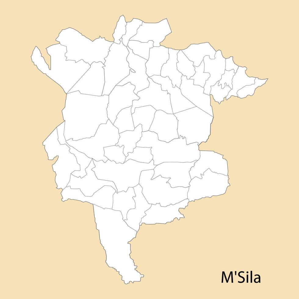 Alto qualidade mapa do m'sila é uma província do Argélia vetor