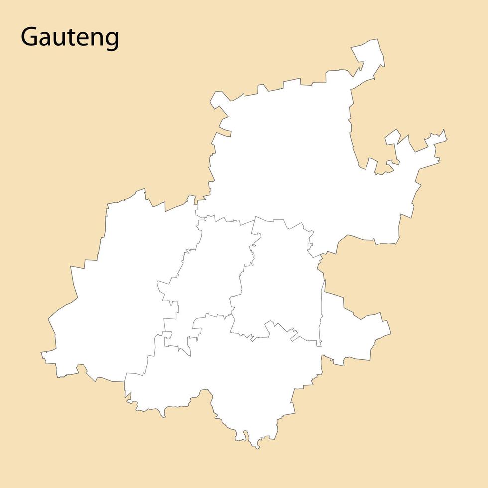 Alto qualidade mapa do Gauteng é uma região do sul África vetor