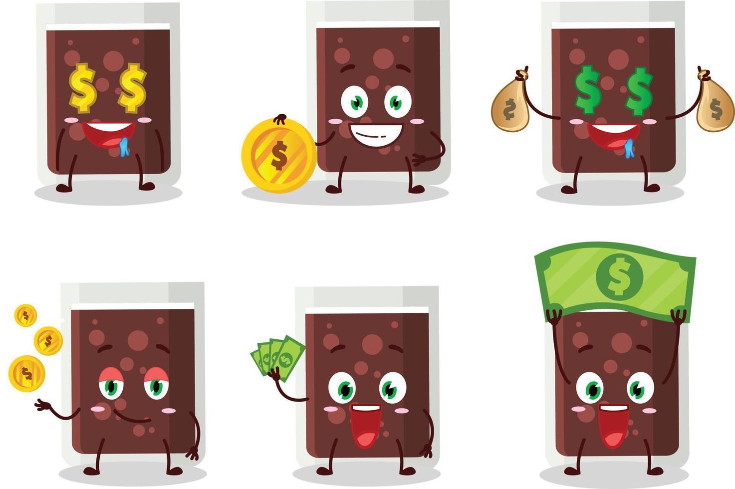 vidro do Cola desenho animado personagem com fofa emoticon trazer dinheiro vetor