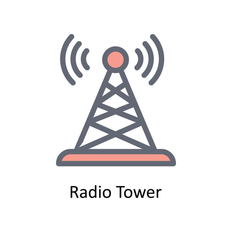 rádio torre vetor preencher esboço ícones. simples estoque ilustração estoque