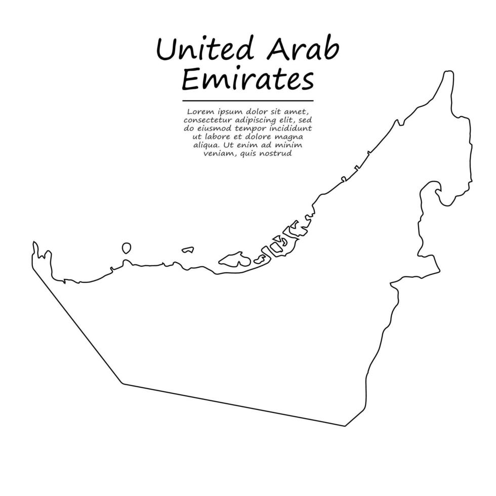 simples esboço mapa do Unidos árabe emirados, dentro esboço linha estilo vetor