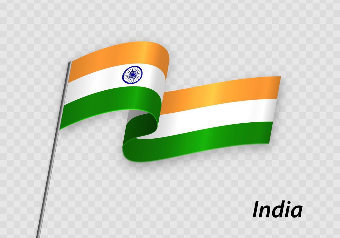 acenando a bandeira da índia no mastro. modelo para o dia da independência vetor
