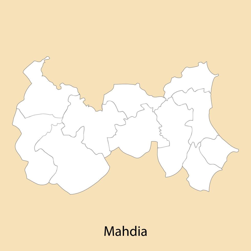 Alto qualidade mapa do Mahdia é uma região do Tunísia vetor