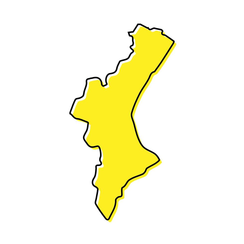 simples esboço mapa do valenciana comunidade é uma região do Espanha vetor