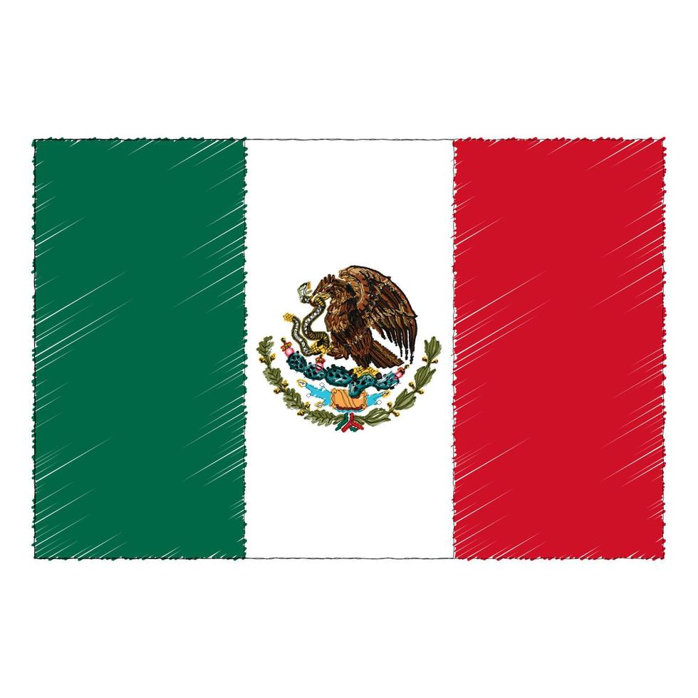 mão desenhado esboço bandeira do México. rabisco estilo ícone vetor