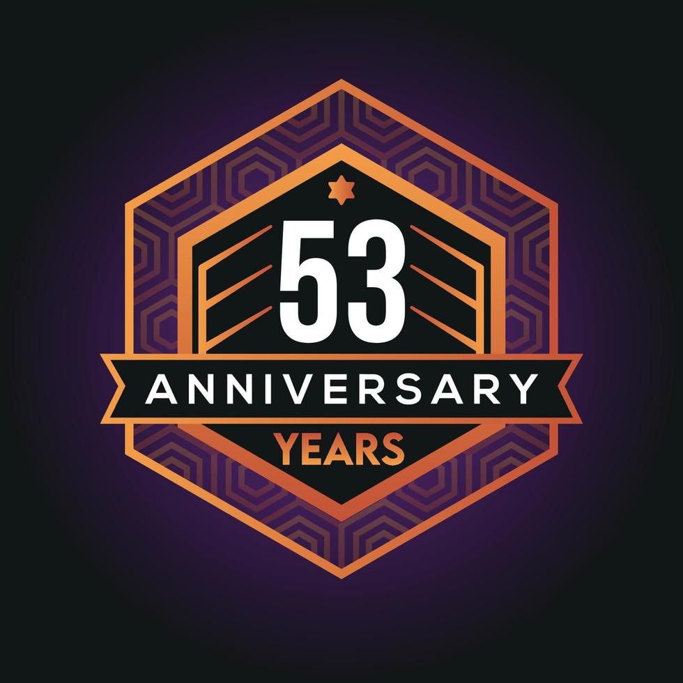 53º ano aniversário celebração abstrato logotipo Projeto em vantagem Preto fundo vetor modelo