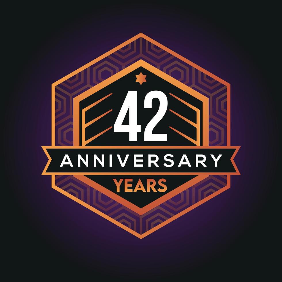 42º ano aniversário celebração abstrato logotipo Projeto em vantagem Preto fundo vetor modelo