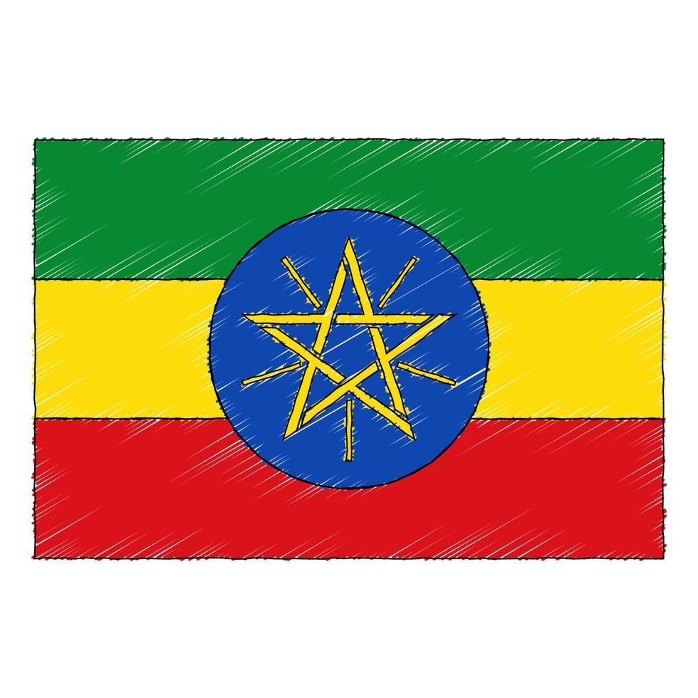 mão desenhado esboço bandeira do Etiópia. rabisco estilo ícone vetor