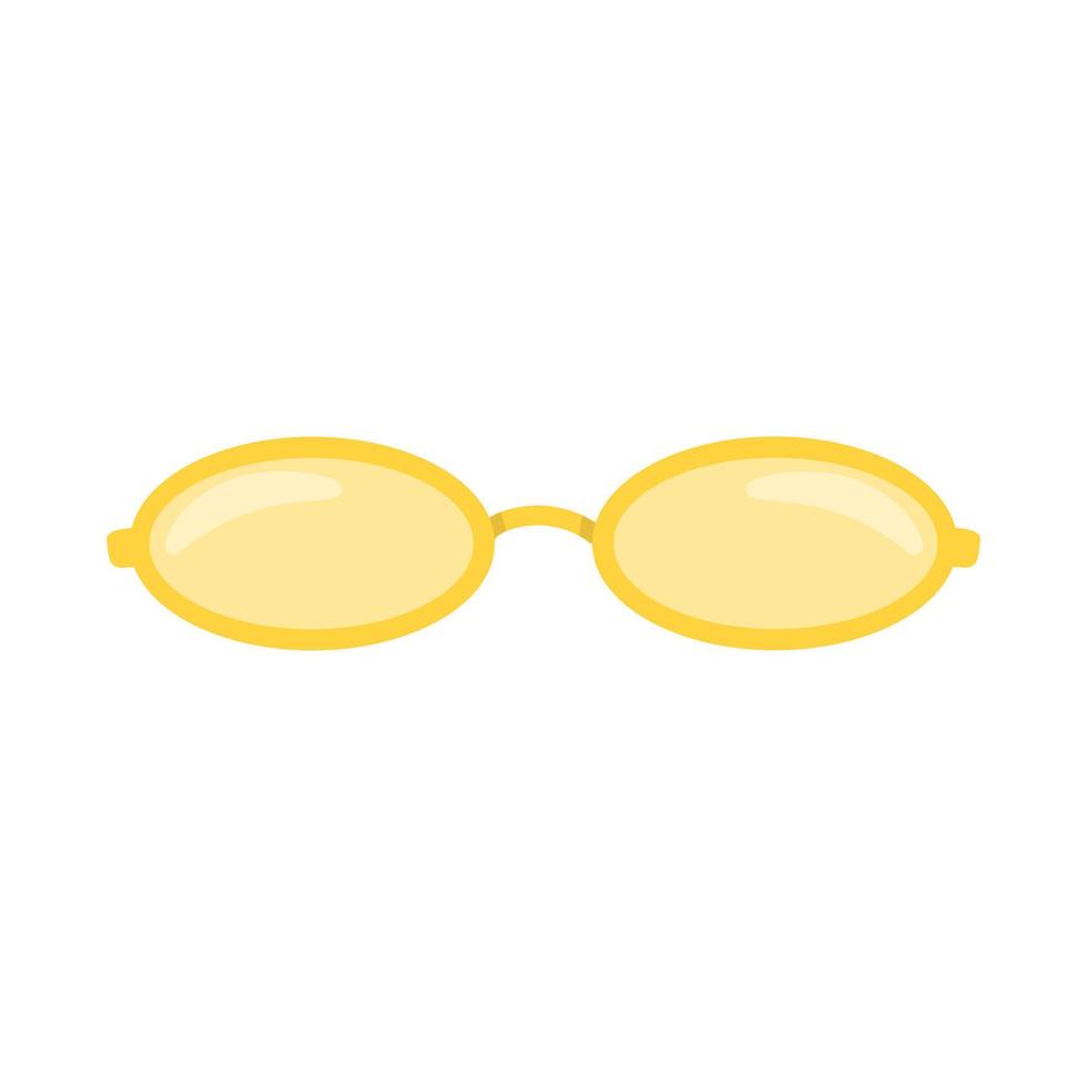 à moda plano amarelo oculos de sol isolado em branco fundo. uma moda acessório com a oval quadro, Armação e amarelo lentes. vetor
