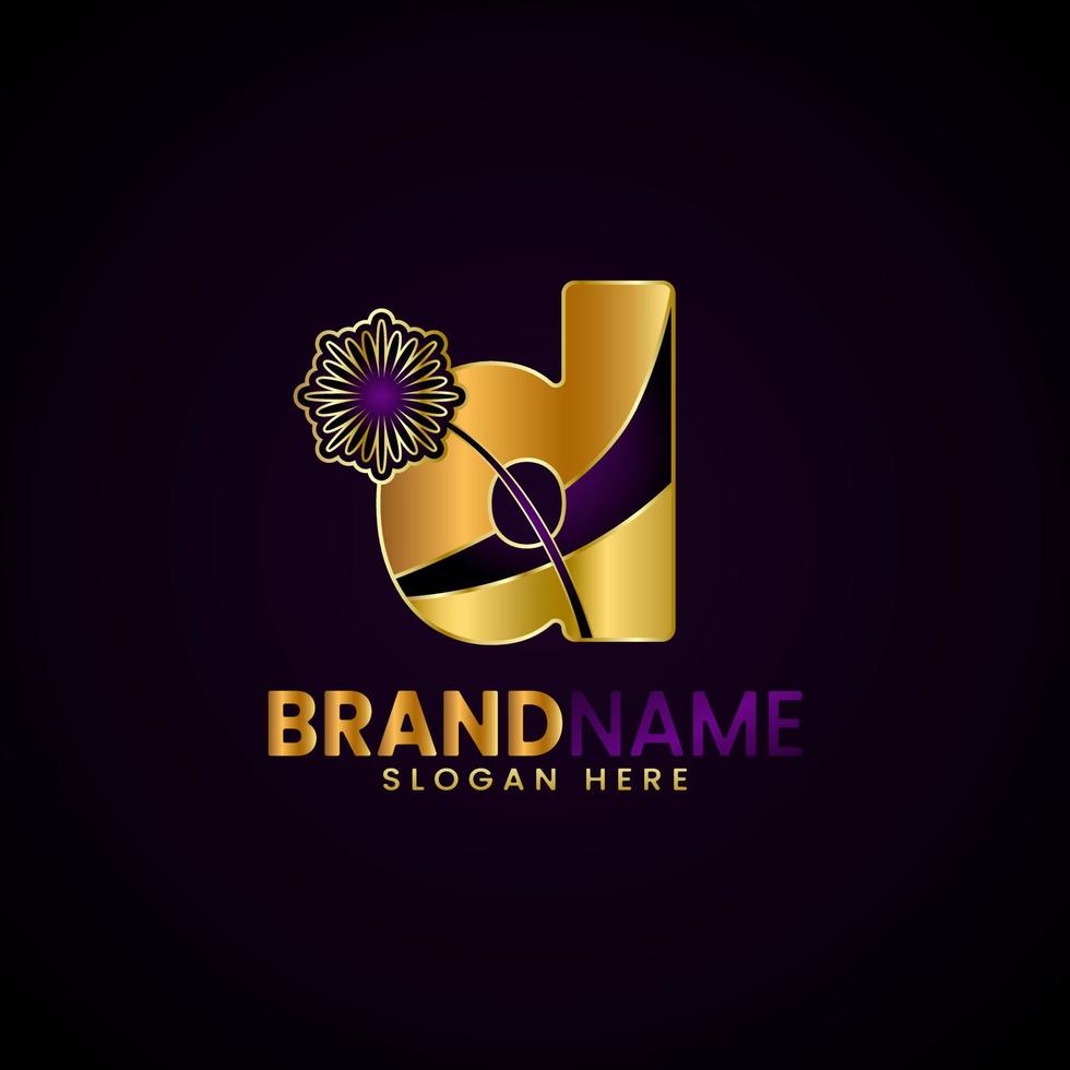 luxo inicial carta d logotipo projeto, para empresa, butique, negócios, moda, etc vetor