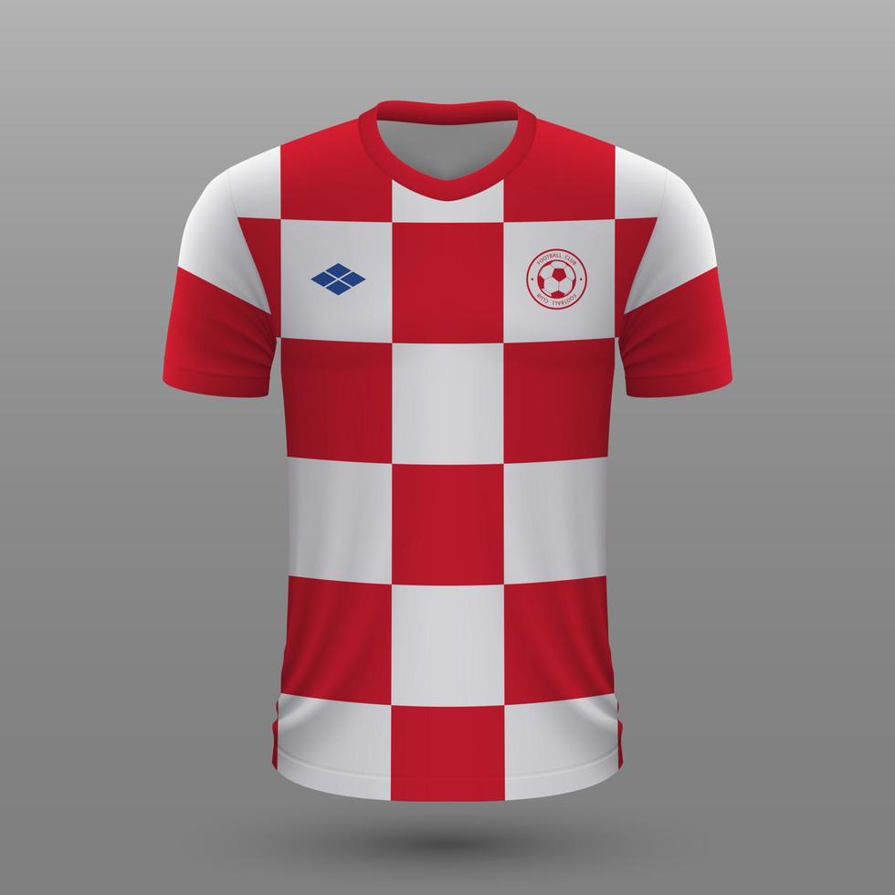 realista futebol camisa , Croácia casa jérsei modelo para futebol kit. vetor