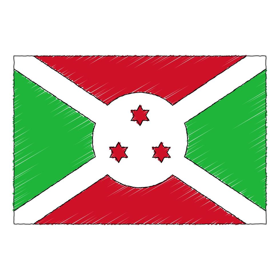 mão desenhado esboço bandeira do Burundi. rabisco estilo ícone vetor