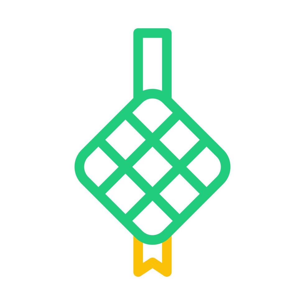 ketupat ícone duocolor verde amarelo estilo Ramadã ilustração vetor elemento e símbolo perfeito.