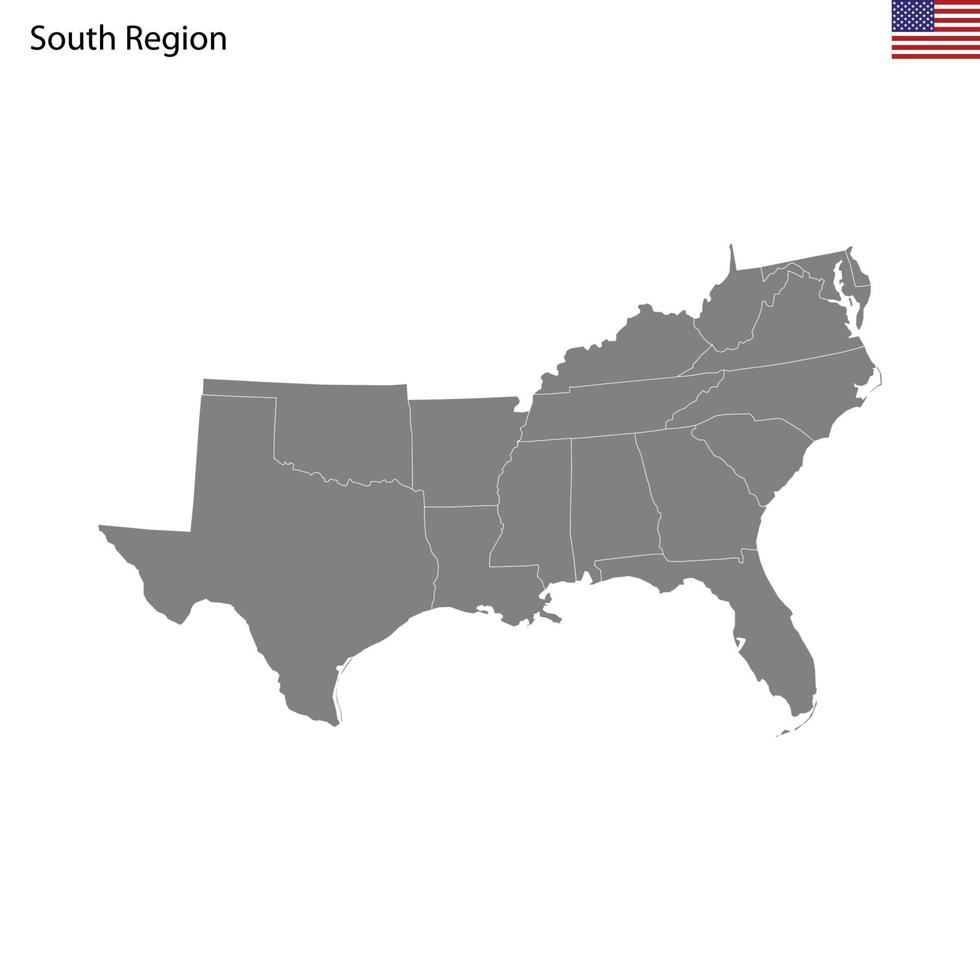 Alto qualidade mapa do sul região do Unidos estados do América sagacidade vetor