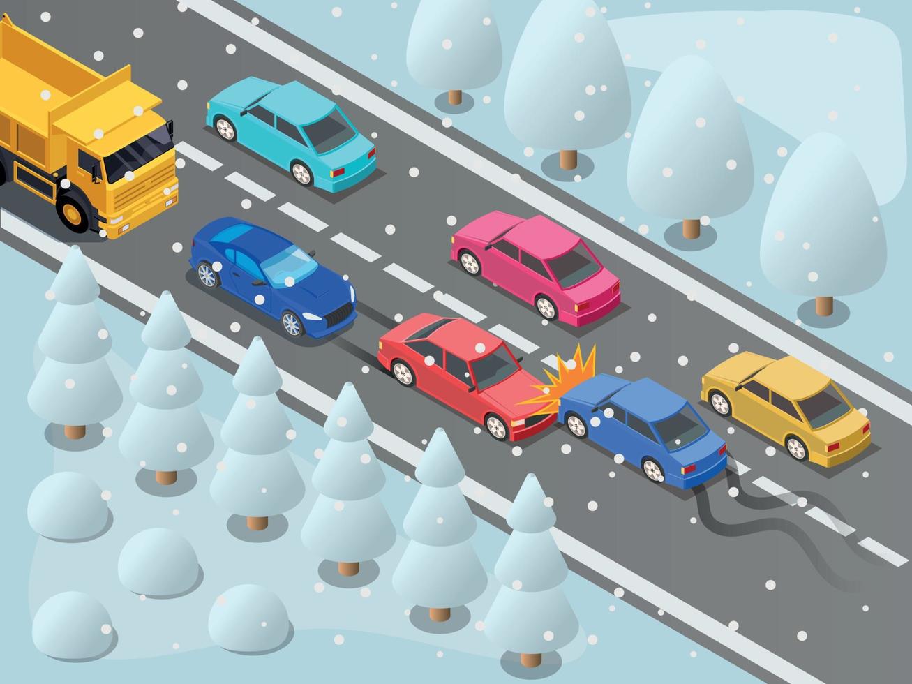 inverno auto-estrada isométrico composição vetor