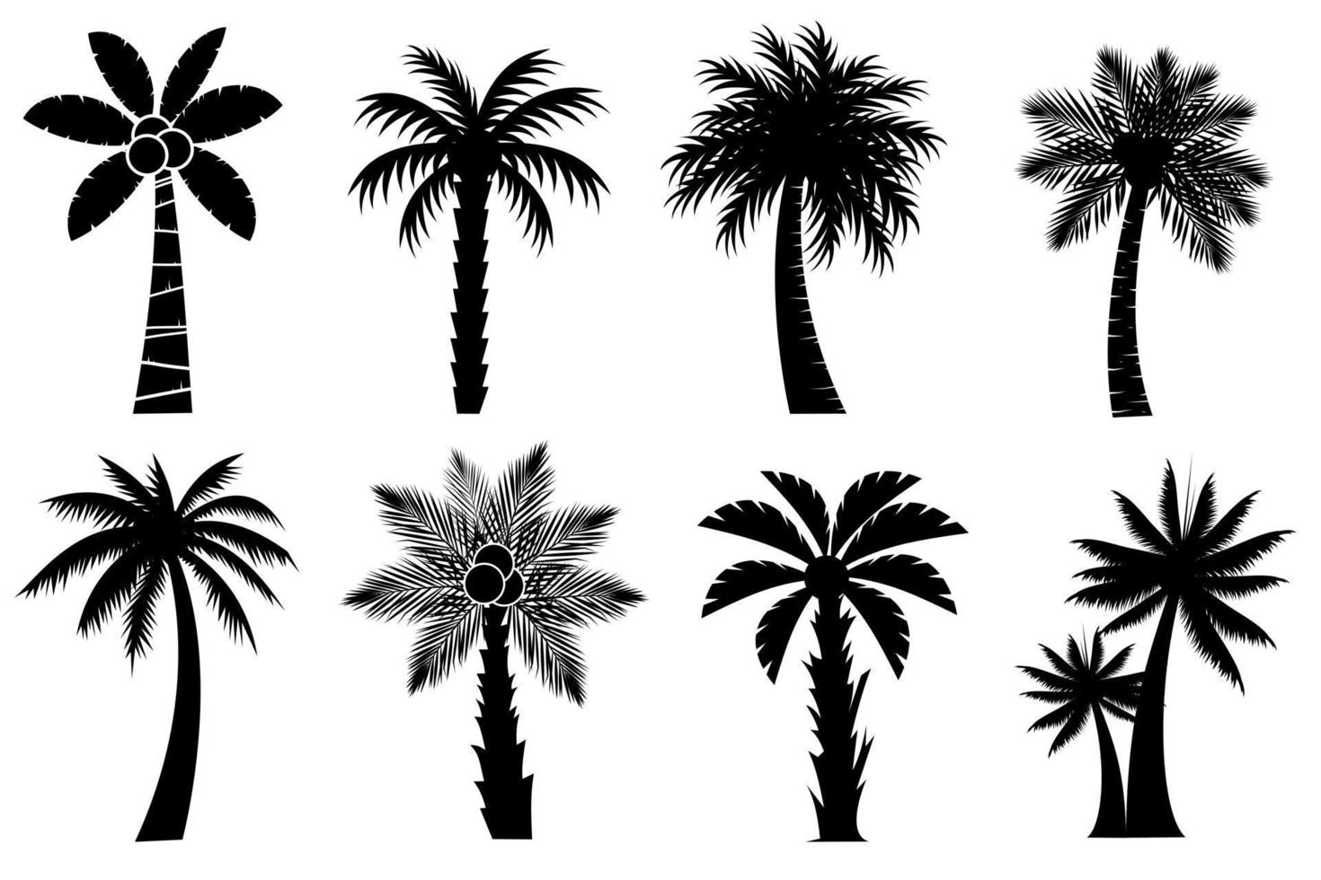 coleção do Preto coco ou Palma árvores ícone. pode estar usava para ilustrar qualquer natureza ou saudável estilo de vida tema. vetor
