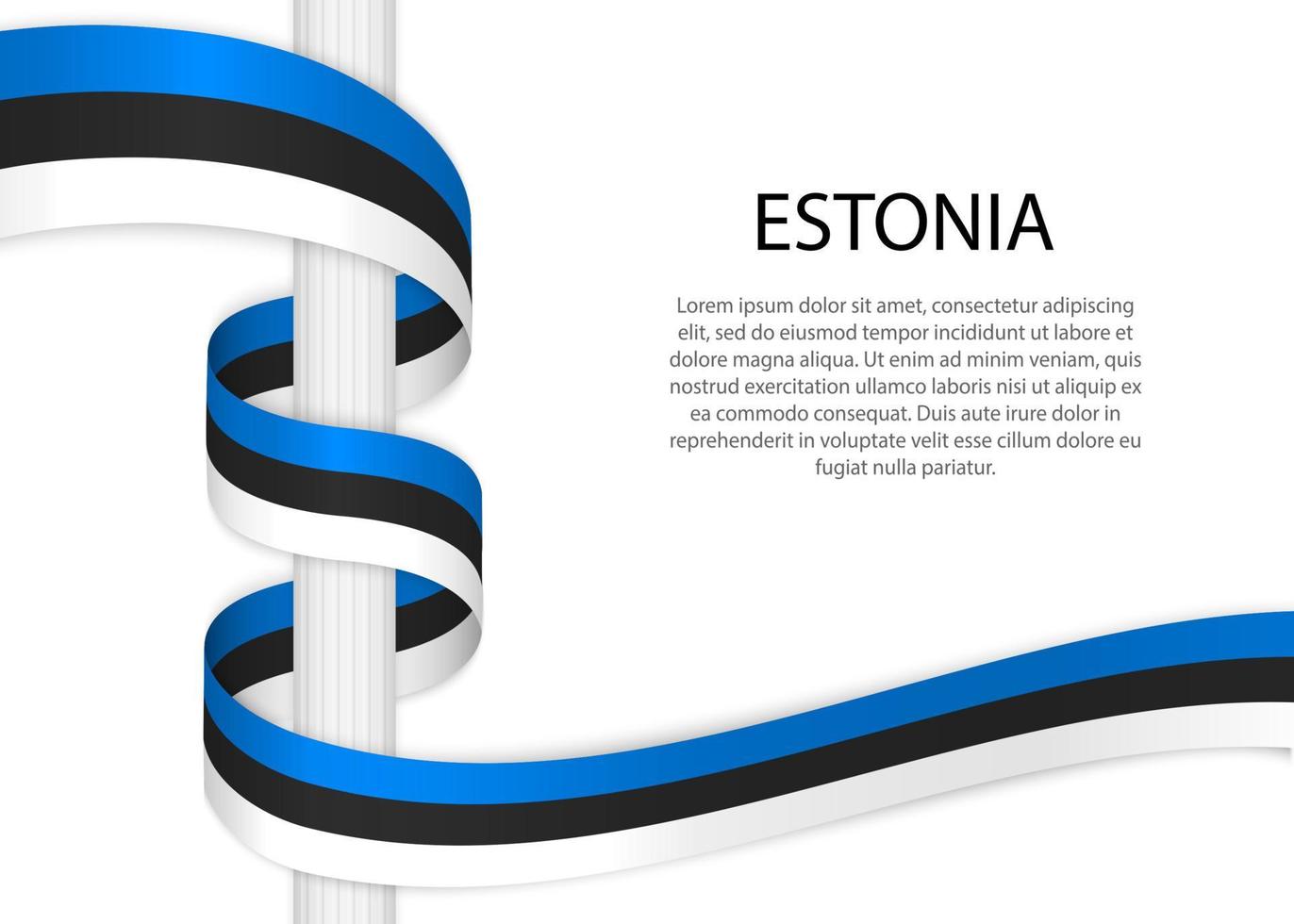 acenando fita em pólo com bandeira do Estônia. modelo para independente vetor